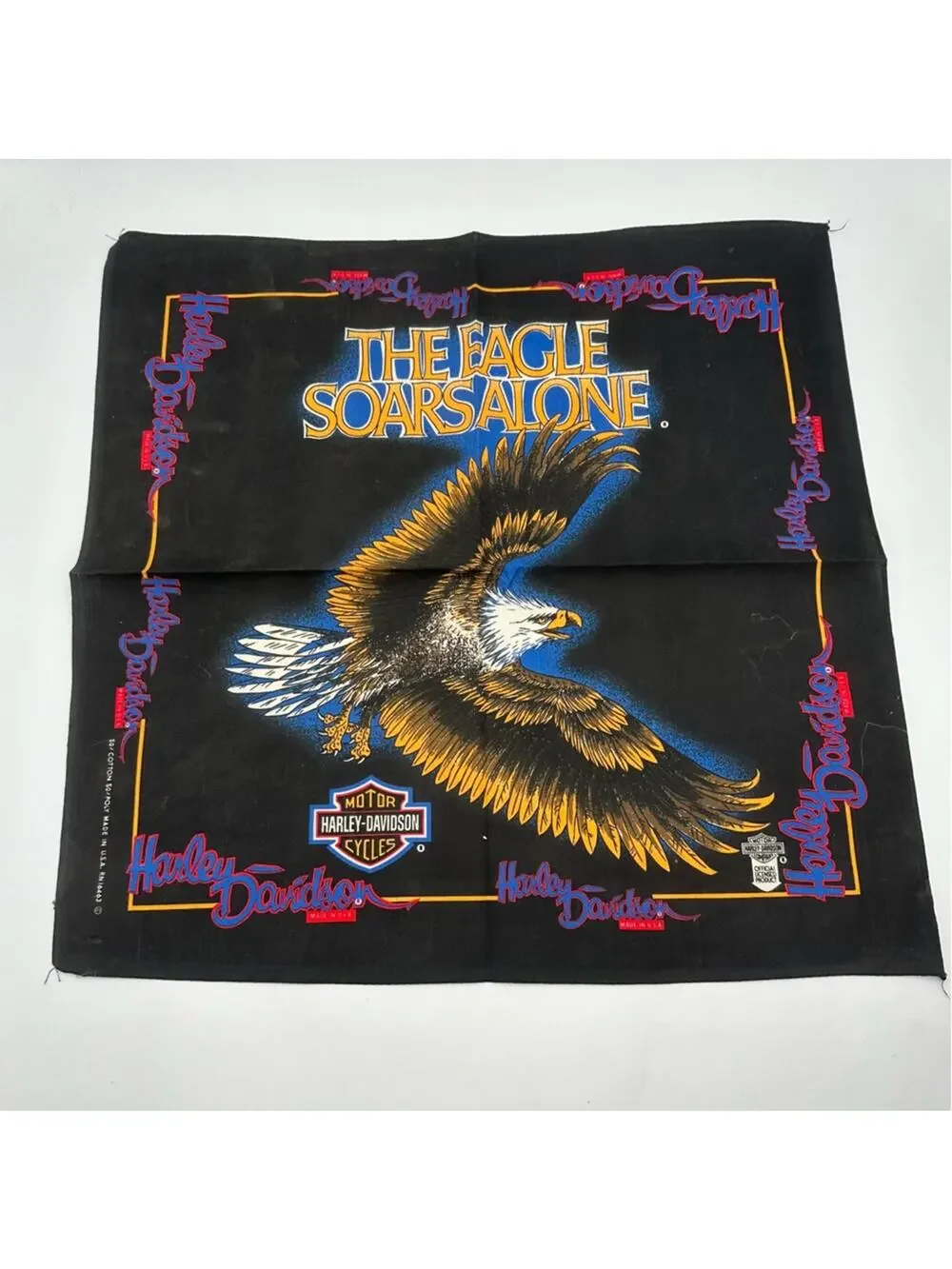 HARLEY DAVIDSON collectible square scarf/vandana multicolor cotton